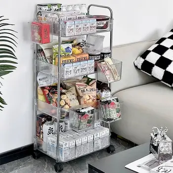 모코모어 다용도 투명 이동식 트롤리 Storage Rack Kitchen Shelf