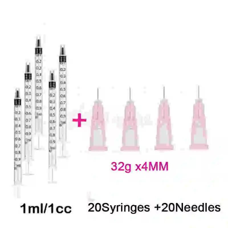 20PCS/SET 1ml Syringes + 30G 4MM Painless Small Needle 32Gx4mm 32Gx6mm 30Gx4mm 32Gx13mm 30Gx25mm Sharp Eyelid Tattoo needles tattoo needles