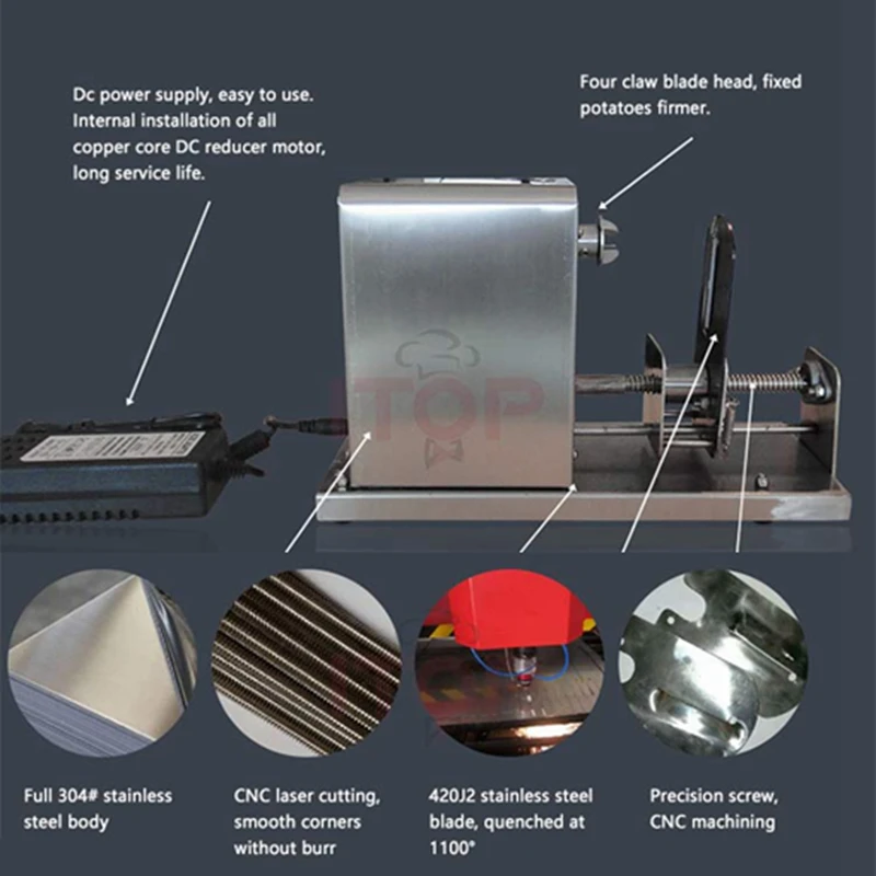 ITOP Electric Spiral Potato Cutting Machine Chips Machine
