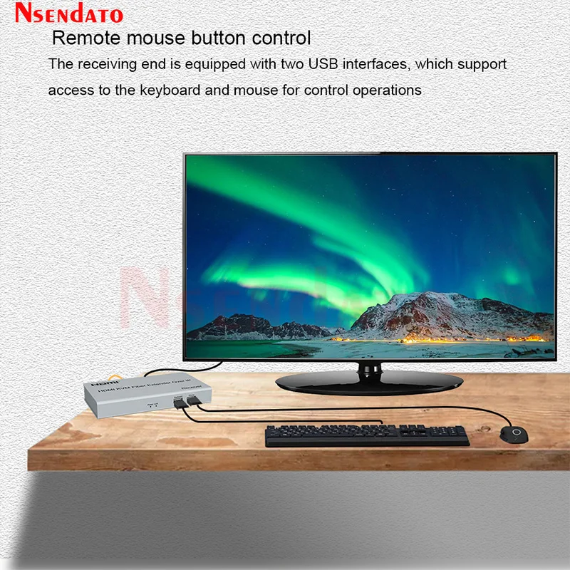 20km HDMI USB KVM Fiber Extender Over IP LC HDMI to Fiber Optic Transceiver Extender Support Multipoint to multipoint For Mouse