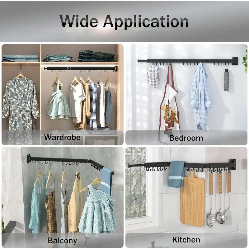 Clothes Drying Rack,Collapsible for Laundry Room,Wall Mounted Dryer Rack,Drying Rack Clothing Wall Mount,Hanging Rack 5