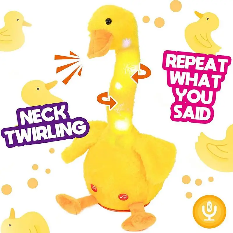 Dancing Duck Toy Cute Quack Dancing Duck Sing Babies Toy Soft Musical Can Repeat What You Said For Kids Bo