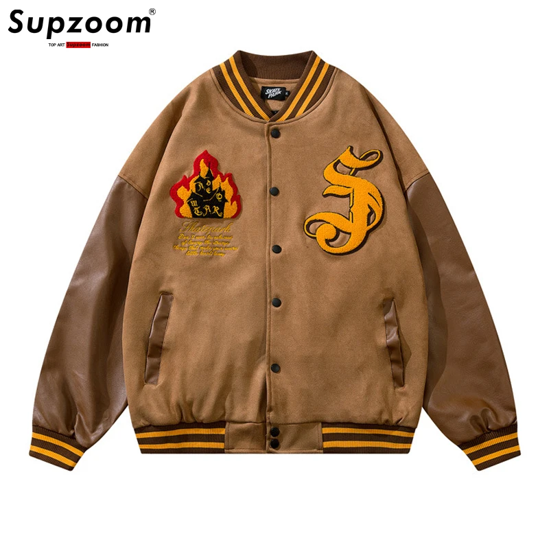 

Supzoom 2022 New Arrival Rib Sleeve Embroidery Brand Clothing Baseball Cotton Loose Casual Bread Fashion Coat Bomber Jacket Men