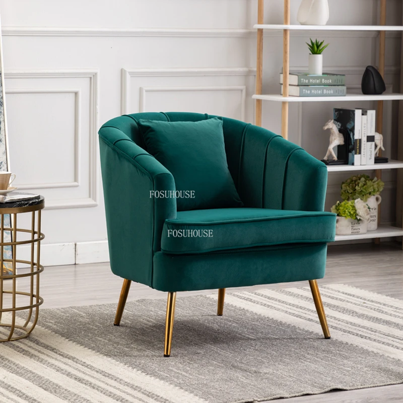 designer Living Room Chairs Nordic Fabric Velvet Armchair living room Furniture Modern Lazy Single Sofa Balcony Lounge Chair