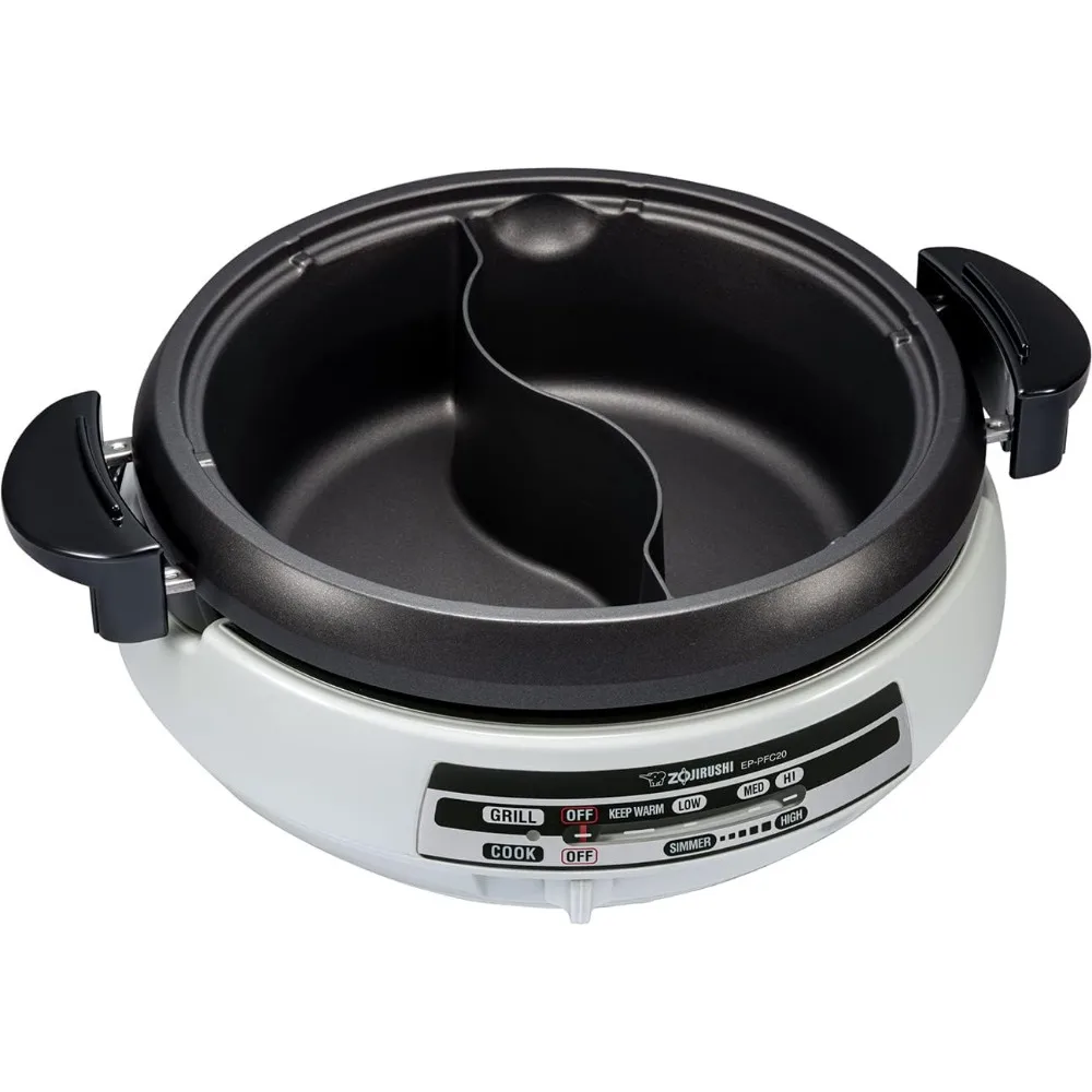 Electric Skillet for Yin Yang Hot Pot & EA-DCC10 Gourmet Sizzler Electric Griddle,Stainless Brown Extra Large 3