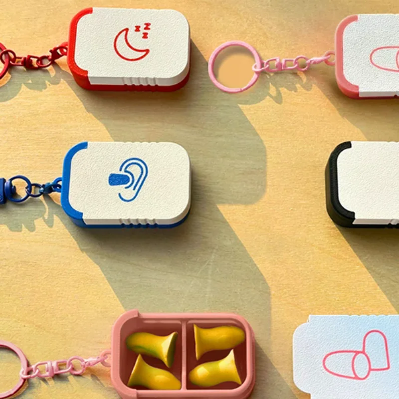 Mini Earplugs Storage Box With Keychain Portable Ear Plug Holder Container For Jewelry, Vitamins, Earring Pills, Small Items
