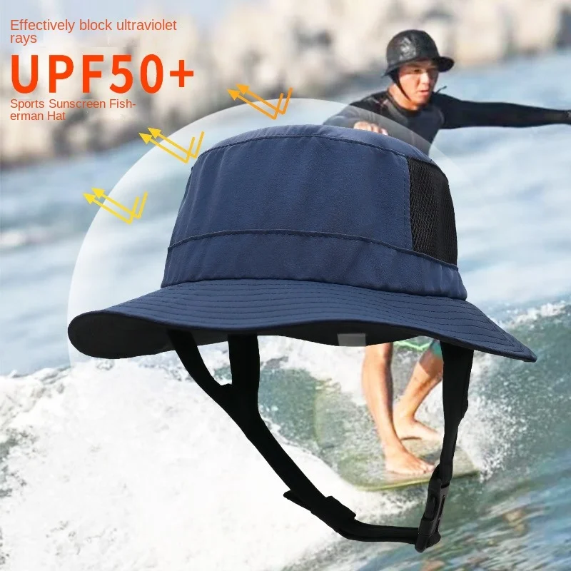 UPF50+ Beach Surf Bucket Hat Mesh Breathable Sun Hat Men Women Outdoor Fishing Cap Chin Adjustable Cap Water Sport Cap Sombrero 2
