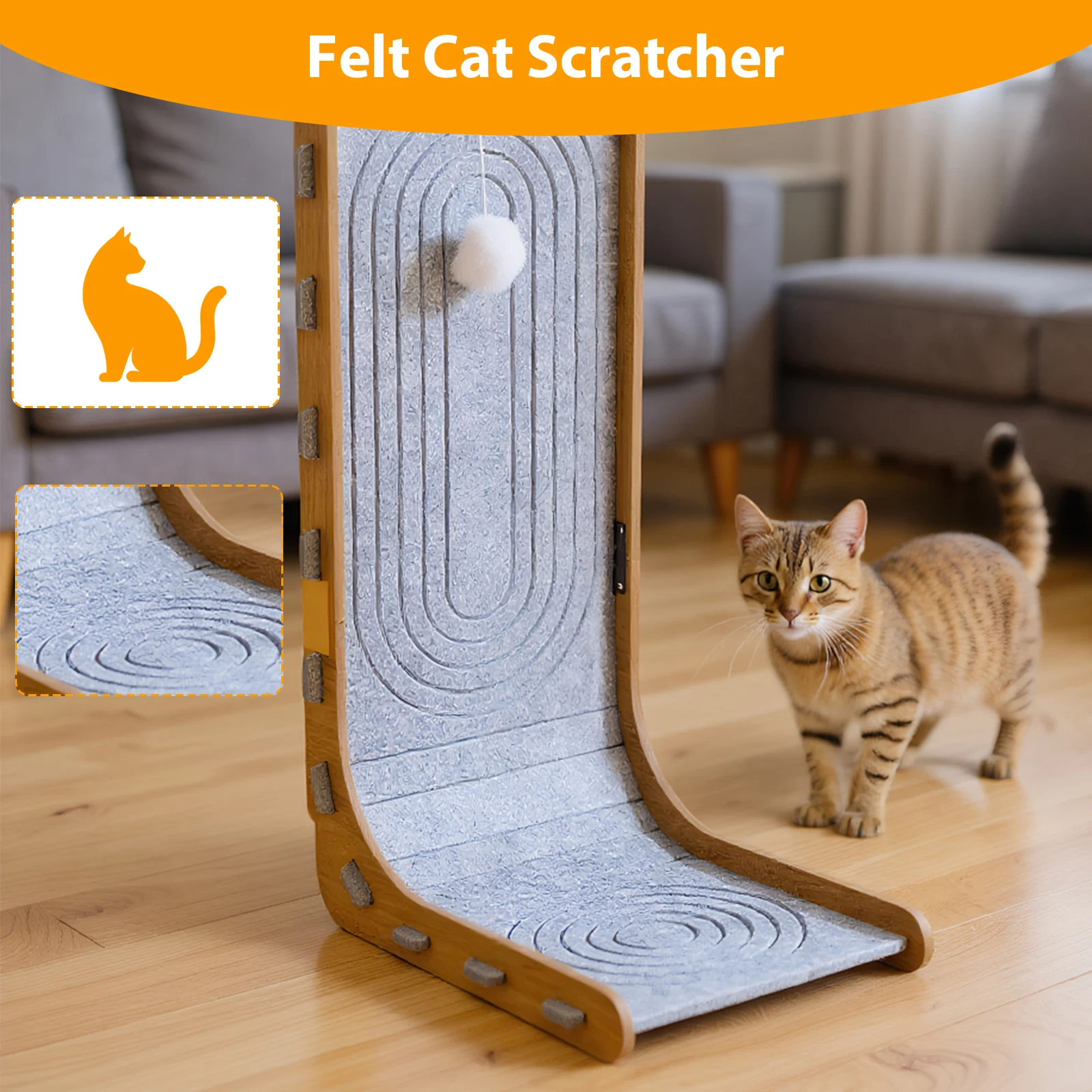 L-Shaped Cat Scratching Board – Wall-Mountable Furniture Protector for Indoor Cats