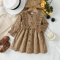 Robe à manches longues pour filles, tenue décontractée en velours côtelé à fleurs fragmentées, col rond, pour enfants de 1 à 6 ans, printemps et automne, 2025 1