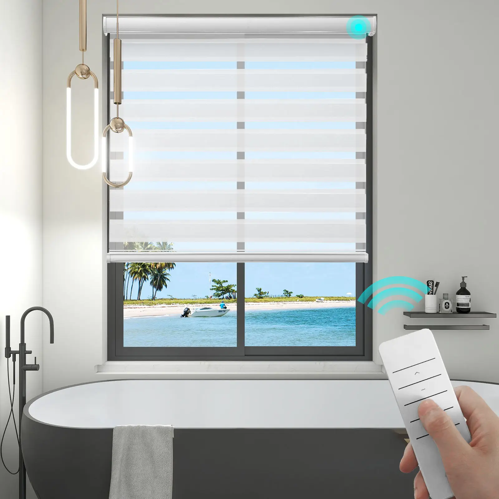 Cordless Motorized Zebra Blinds – WiFi & Tuya Remote Control, Blackout 2