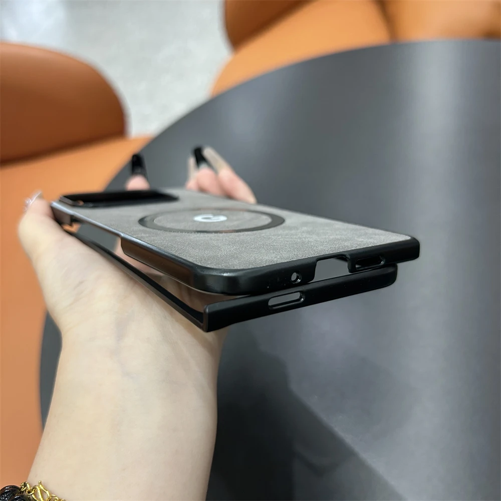 Magsafe Sheepskin Leather Magnetic Phone Case with Wireless Charging Cover