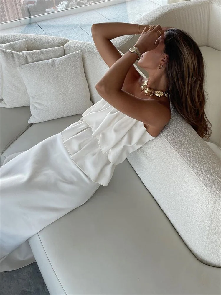 White Pleated For Women Tube Tops Backless Slim Patchwork Casual Summer Elegant Y2k Top High Waist Solid Bandeau Crop top