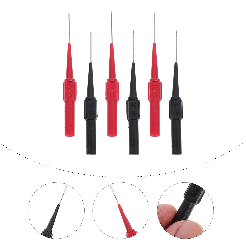 

6 Pcs Test Probe Metal Pinpointer Multimeter Leads Car Wire Piercing Probes Nylon Piercer