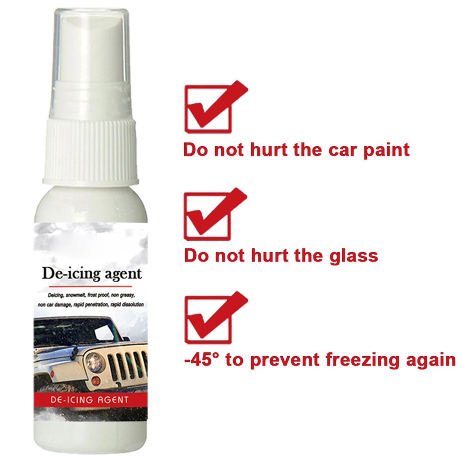 30ml Car Deicer Snow Melting Deicing Spray Defrost Agent Quickly Antifreeze for Cars Windshield Ice Snow Remover Spray