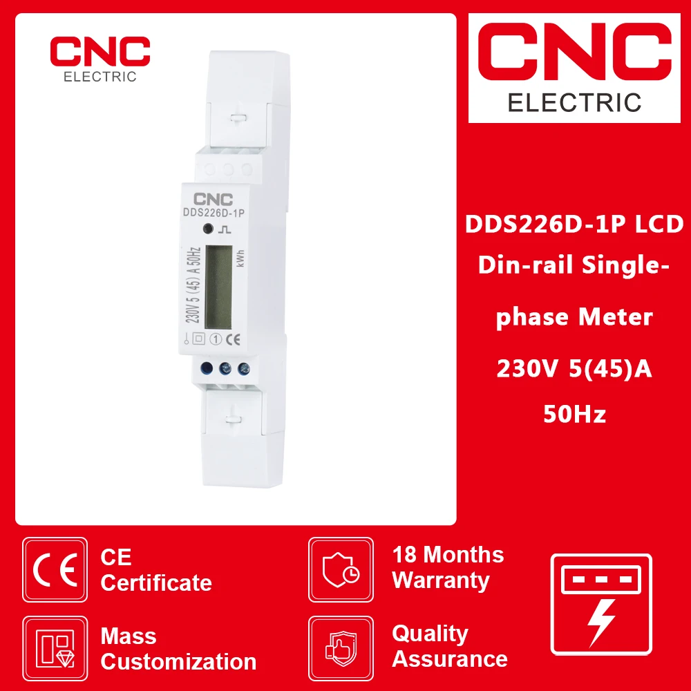 

Однофазный измеритель энергии на Din-рейке CNC DDS226D-1P LCD 220 в 230 в 240 В 5(25)A 5(30)A 5(45)A AC
