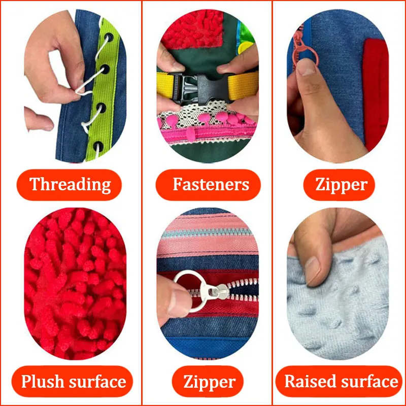 Montessori Busy Apron Sensory Toy for Kids Cognitive Development