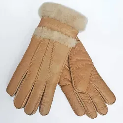 Women Gloves Genuine Leather Fur Glove For Women Keep Warm Windproof Cycling Driving Gloves Ourdoor Thick Five Finger Gloves