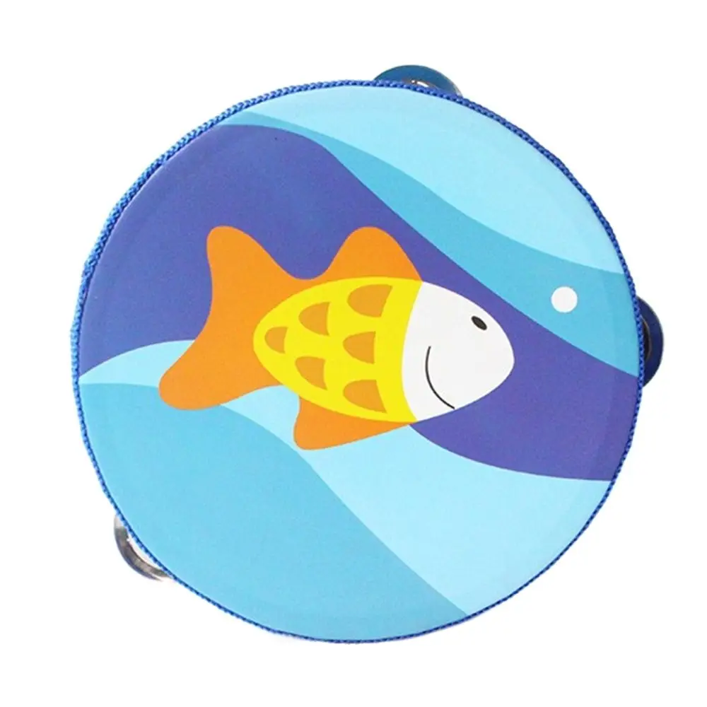 6 Inches Children Hand Drum Cartoon Pattern Tambourine Learning Music Toys Kids Bell Drum Baby Gifts