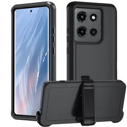 Heavy Armor Rugged Shockproof Case with Defender Belt Clip for Moto G Play 2026 5G (Black)