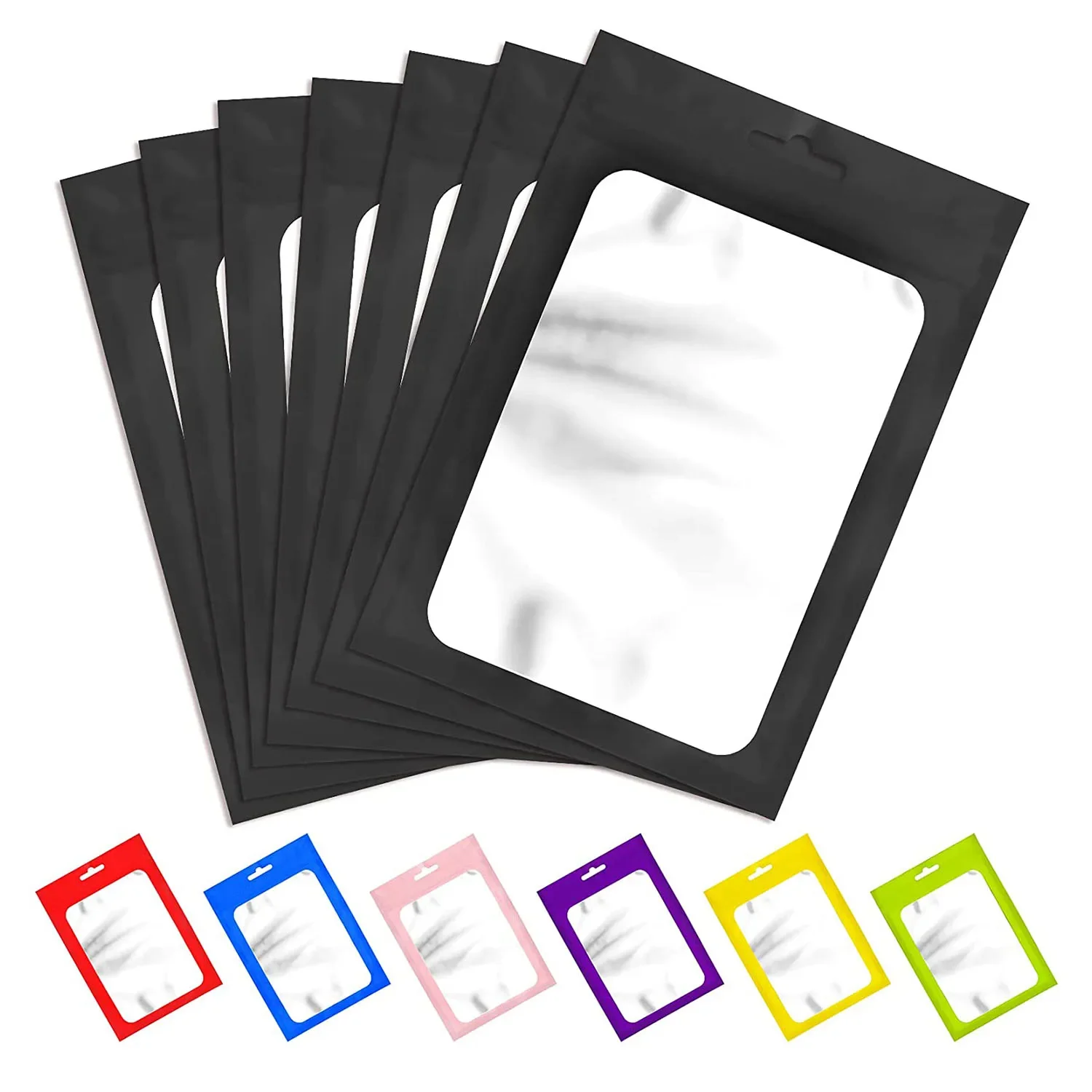 50pcs Colorful Zipper Mylar Bags Visible Window Waterproof Aluminum Foil Plastic Seal Bags Packaging Gift Candy Coffee Bean 2