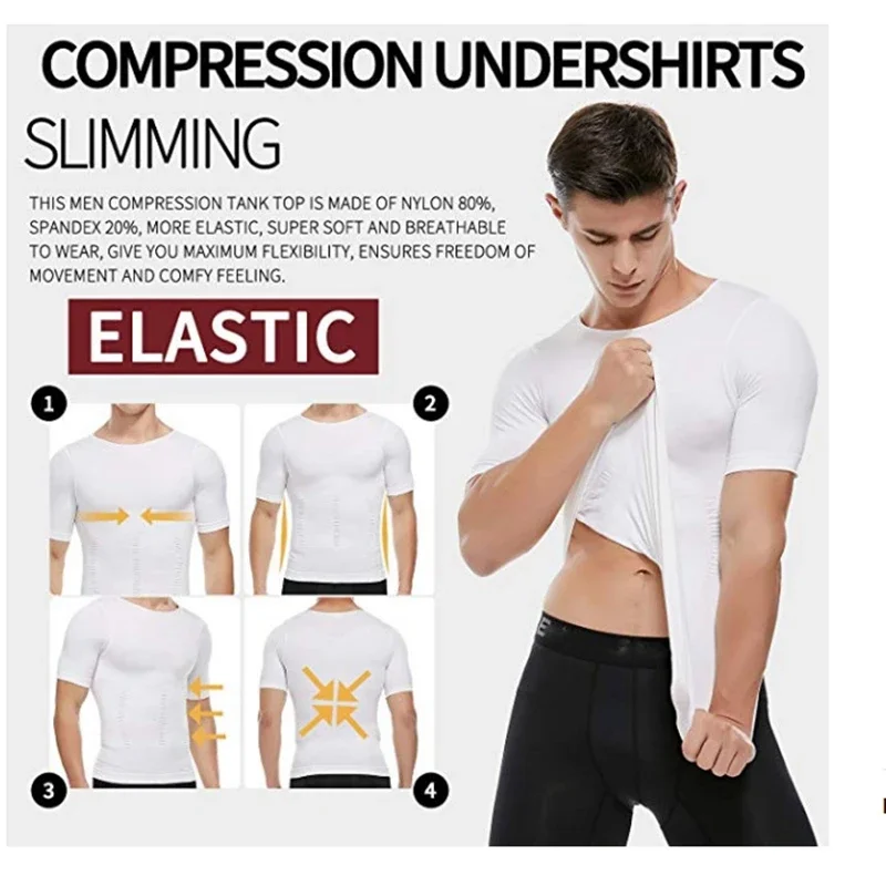 Men's Seamless Thin Cut Waist Cinching Chest Cinching Body Shaping Top Body Cinching Short Sleeved Shirt Waist Trainer Corset