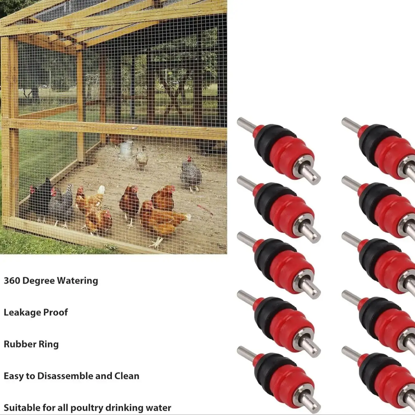 Pack of Chicken and Bird 360° Water Nipples