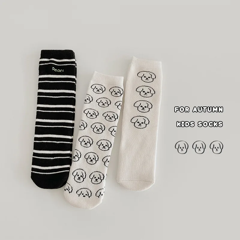 

3 Pairs Winter Boys Socks 3 Pairs Kids Girls Warm Tube Stripe Socks For Child Girls Children Calf Socks