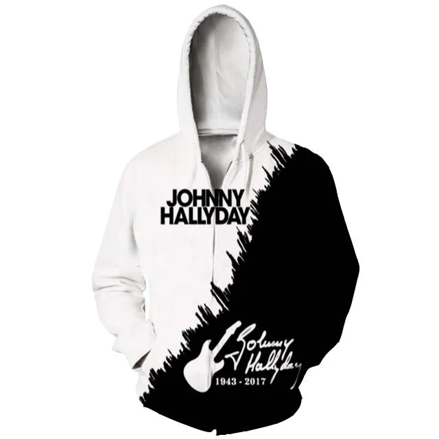 

New Arrive Johnny Hallyday France 3d Print Men Women Fashion Cool Zipper Hoodies Tops Dropshipping