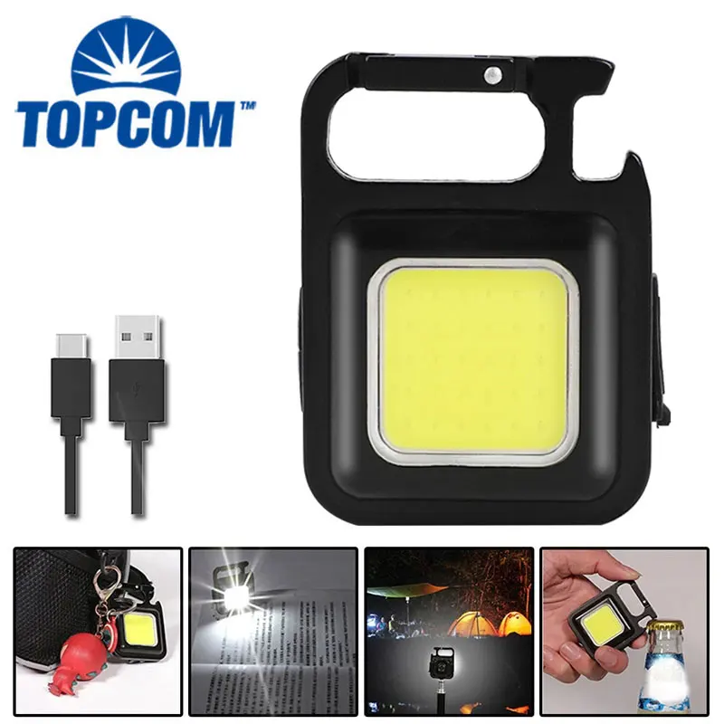 

Светодиодный мини-фонарь TopCom, портативный карманный фонарь, USB светильник фонарь с перезаряжаемым ключом, фонарь для кемпинга, походов, яркий фонарь