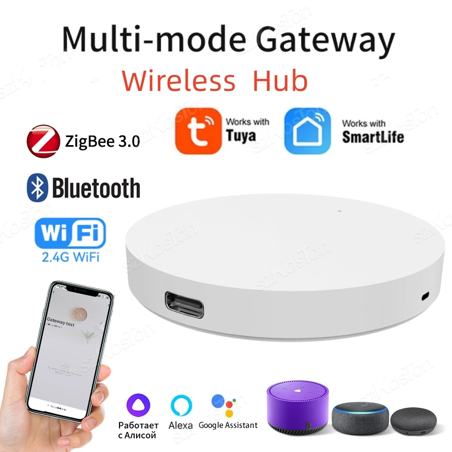 avatto tuya zigbee gateway hub，zigbee3 0 bluetooth multi mode smart wireless wired gateway bridge work for google home alexa Tuya Smart Gateway Hub многомодельный Умный домашний мост WiFi Bluetooth, ZigBee приложение беспроводной пульт дистанционного управления Alexa Google Home