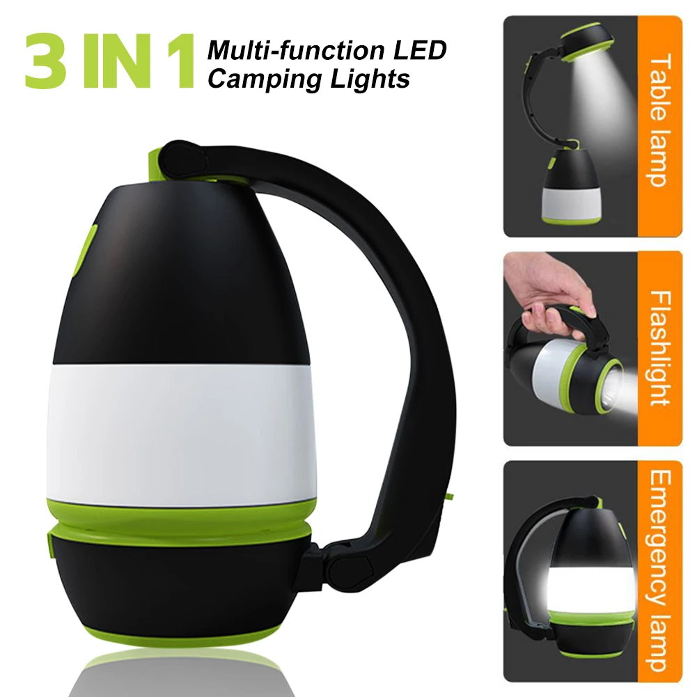 

3 In1 LED Camping Lights USB Rechargeable Emergency Flashlight Multi-function Indoor Table Lamp Outdoor Hiking Camping Lights