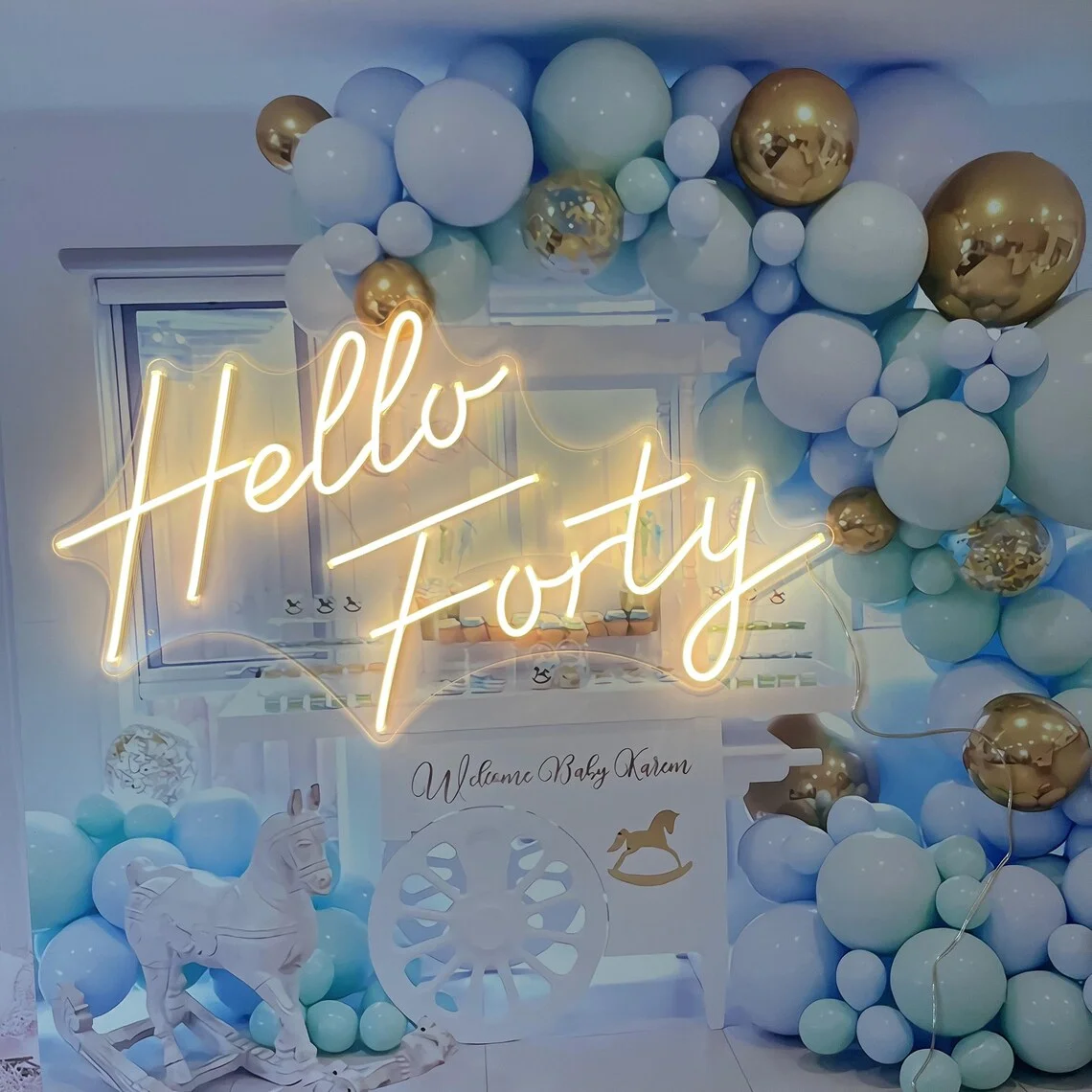 

Неоновая вывеска «Hello Forty Neon» большого размера на заказ, подарок на 40-й день рождения, неоновая вывеска, светодиодная неоновая вывеска для творчества, свадьбы, дня рождения