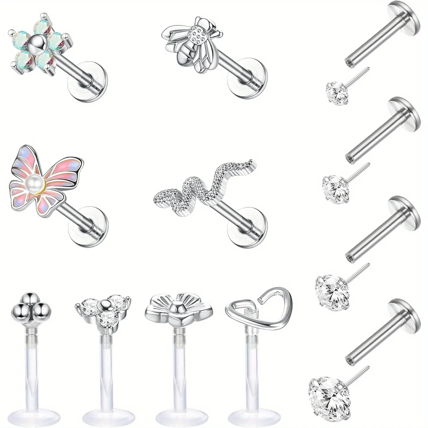

Drperfect 16G Surgical Steel Forward Labret Helix Earrings for Women in Lip Rings Tragus Medusa Conch Monroe Piercings Jewelry