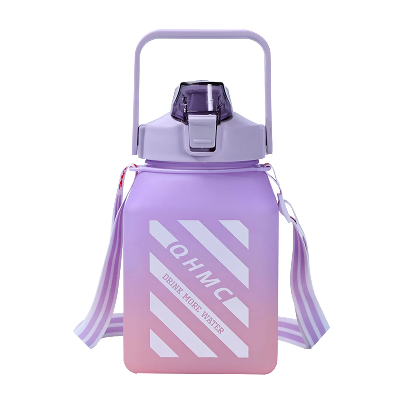 Plastic Water Bottle With Straw Gradient Color Student Portable Outdoor Water Cups Agua 600Ml