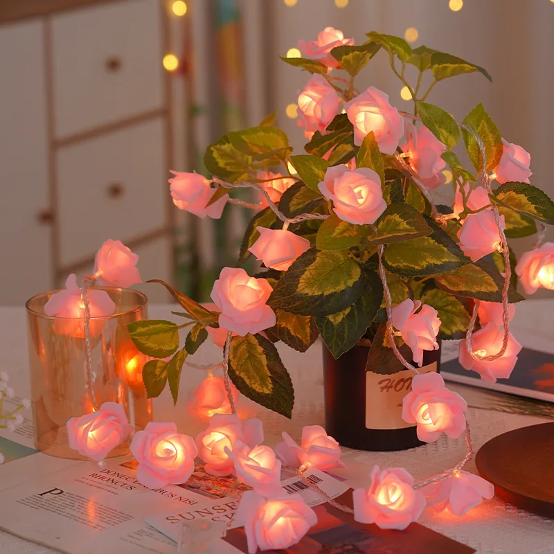 

LED Simulation Rose USB String Lights Romantic Valentine's Day Atmosphere Wedding Party Decoration Fairy Lights Christmas Lights