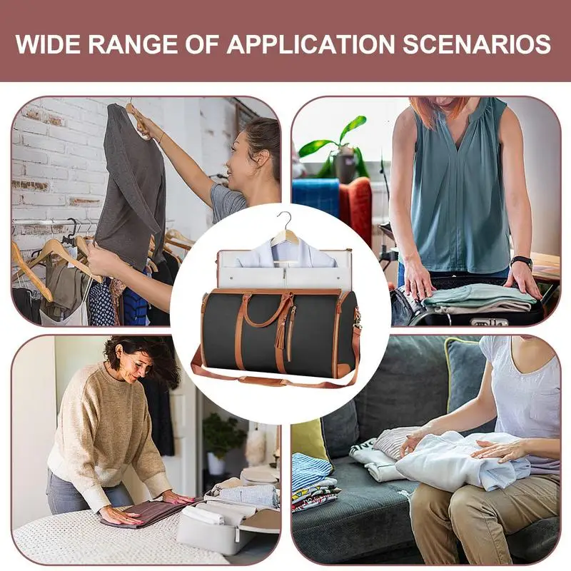 Travel Garment Bag Weekender Duffel Bag with Shoe Pouch Sports Gym Tote Suitcase Suit Business Travel PU Leather Workout