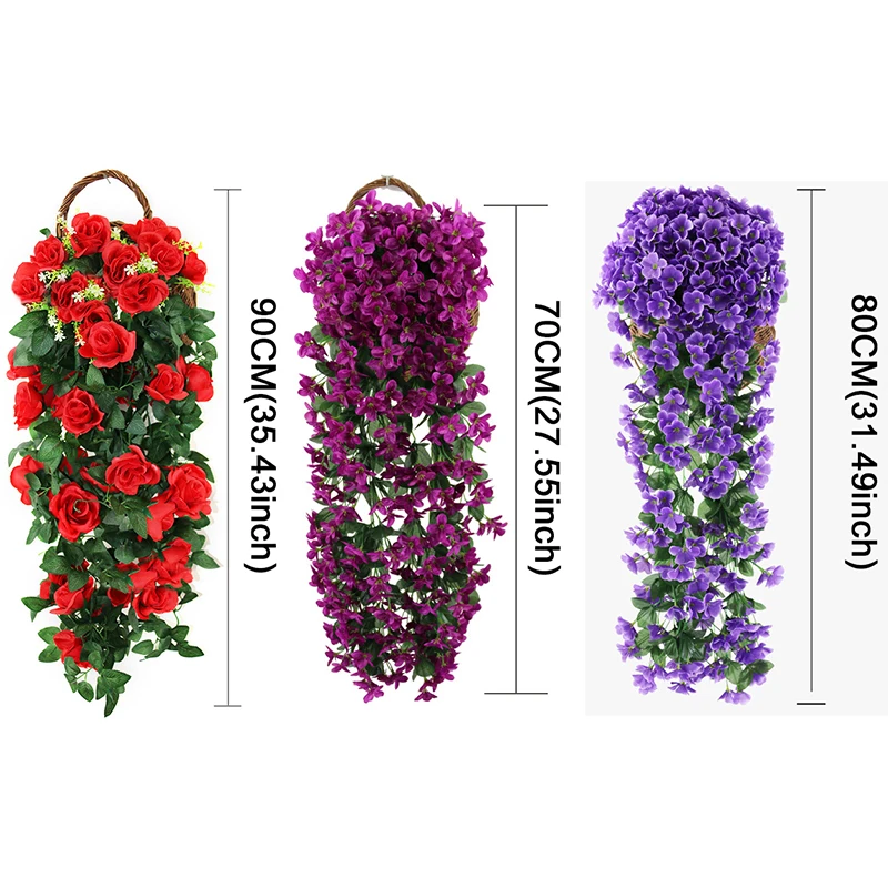Vibrant Violet Vine Artificial Hanging Flower Arrangement for Home and Garden Decor