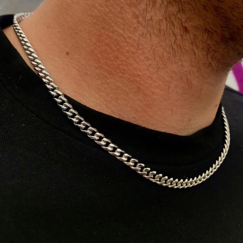2022 Classic Rope Chain Men Necklace Width 2/3/4/5 MM Stainless Steel Figaro Cuban Chain Necklace For Men Women Jewelry