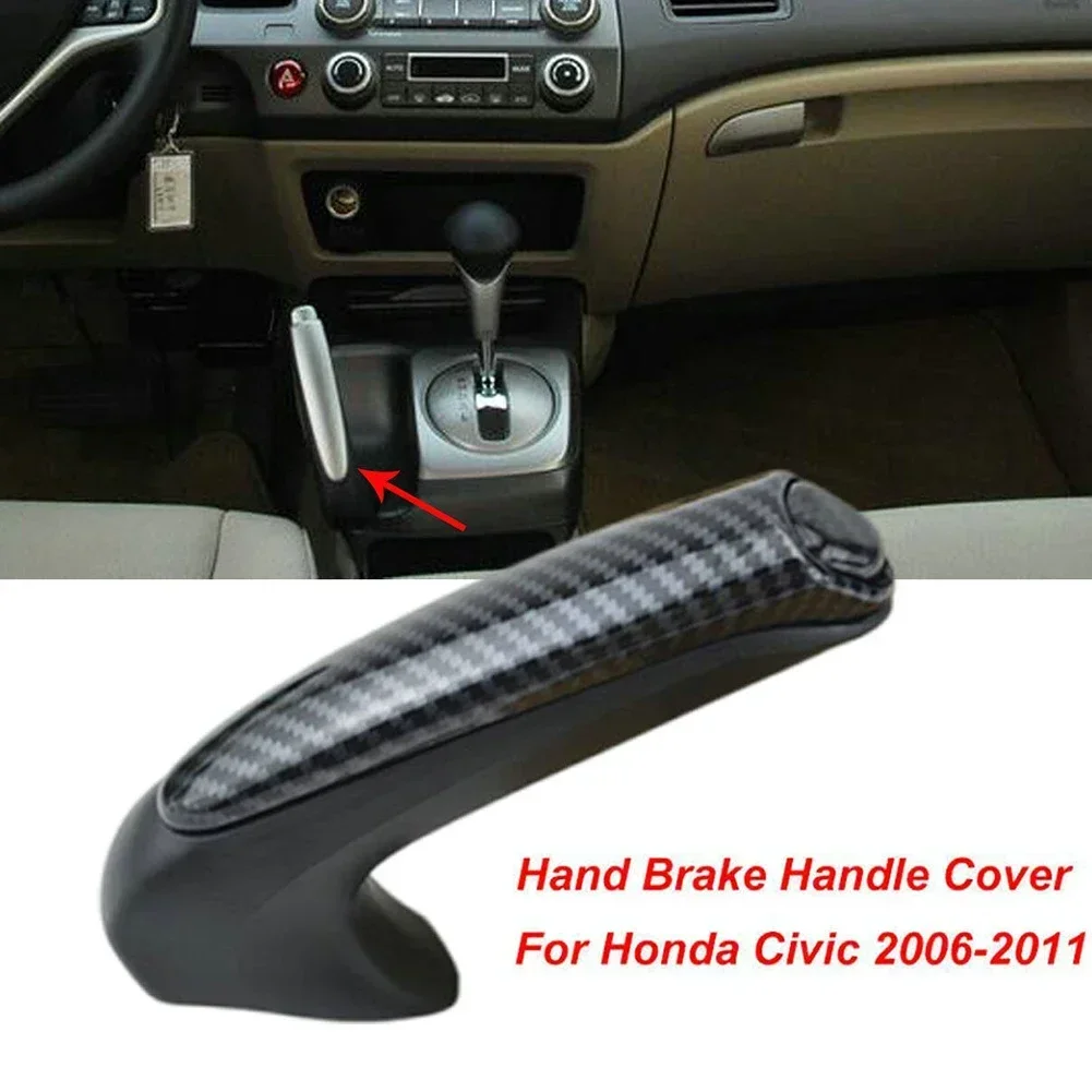 Car Front Hand Brake Handle Cover For Honda Civic Coupe Sedan 2006-2011 Carbon Fiber Style Front Hand Brake Trim Cover handbrake button cover