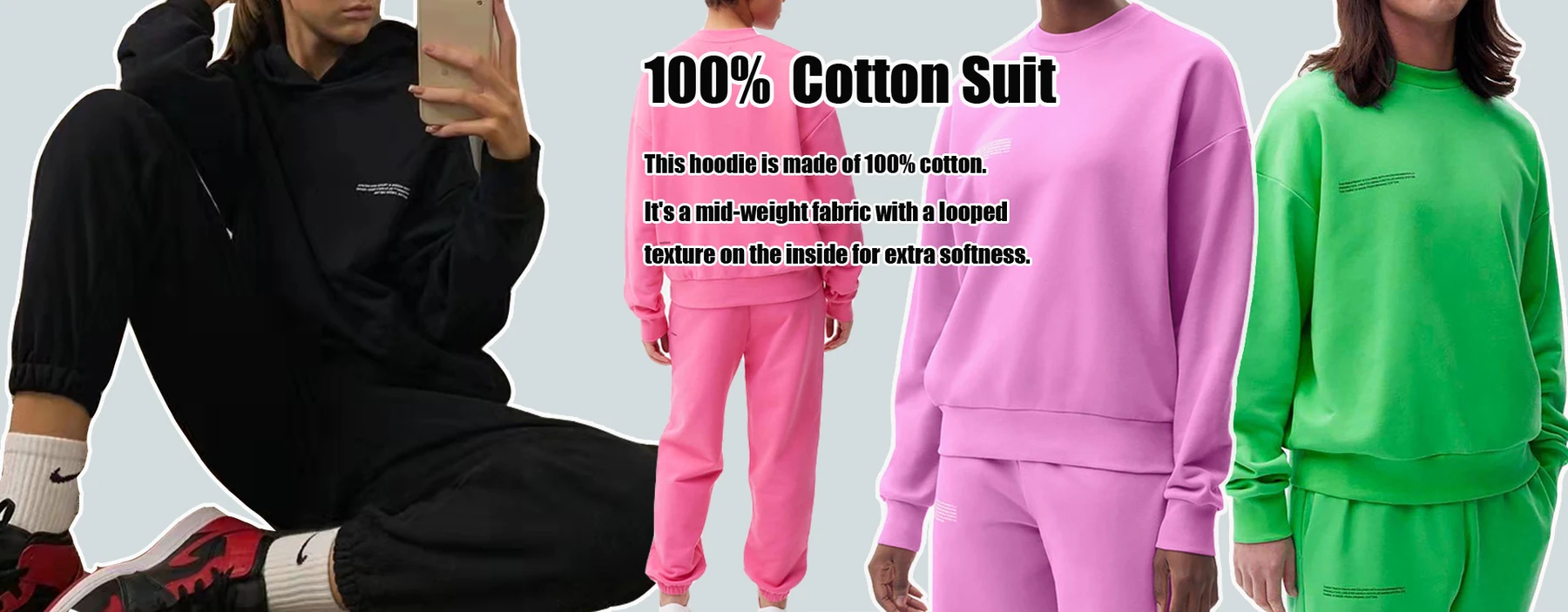 YICIYA Women Tracksuit Joggers Pants Sweatpants And Sweatshirt Hoodies Sportswear 100% Cotton Horizon Two Peice Set Home Clothes