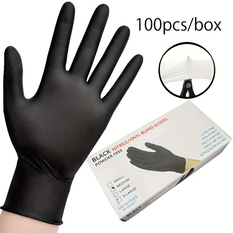 Nitrile Gloves 30/50/100PCS Household Kitchen Bathroom Cleaning Dishwashing Nail Art Hair Dye Pets Latex Free