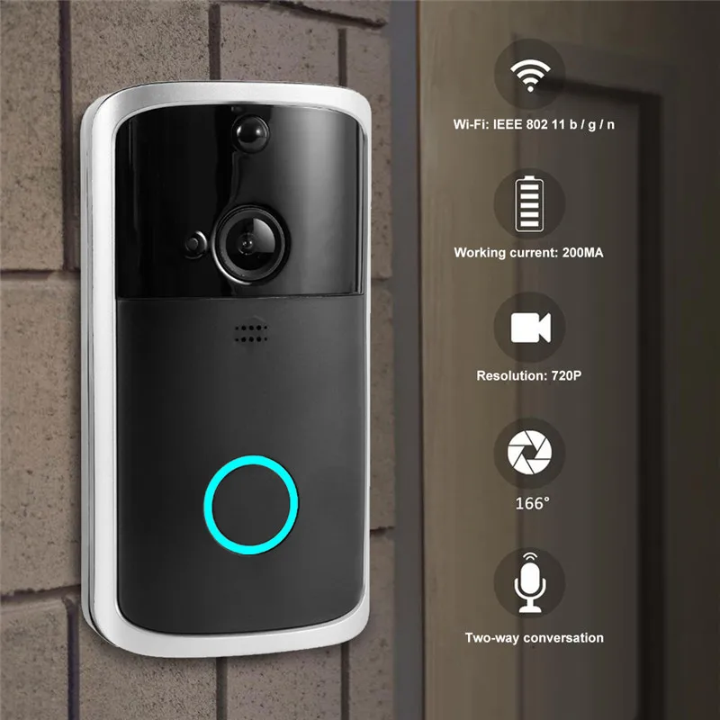 Smart Wireless WiFi Doorbell Video Camera Phone Bell Intercom Home Security M7 720P Safe Wireless WiFi Doorbell Camera