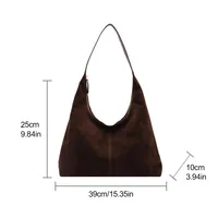 Retro Suede Frosted Tote Bag Autumn and Winter New Versatile Work Commuting Shoulder Bag Women's Bags Handbags - Image 6