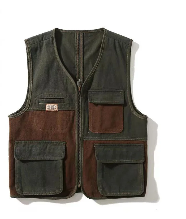 

Japanese Vintage Safari Style Vest Motorcycle Biker Waistcoat Men Women Casual Cotton Multi-pockets Cargo Sleeveless Jackets