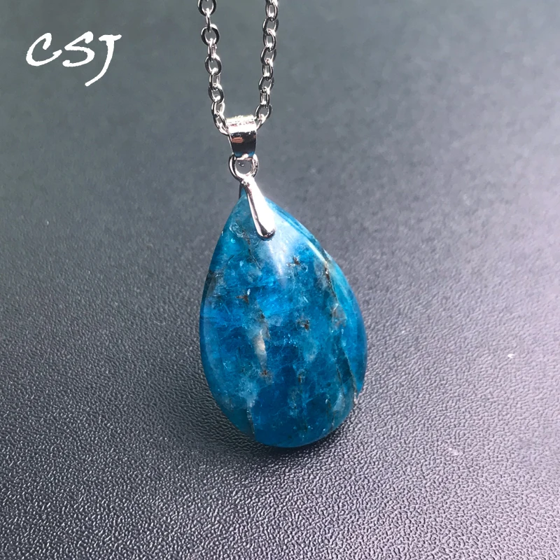 Natural Apatite Pendants Sterling 925 Silver Gemstone 17*25mm Divination Spiritual Meditation Fine Jewelry For Women Gift
