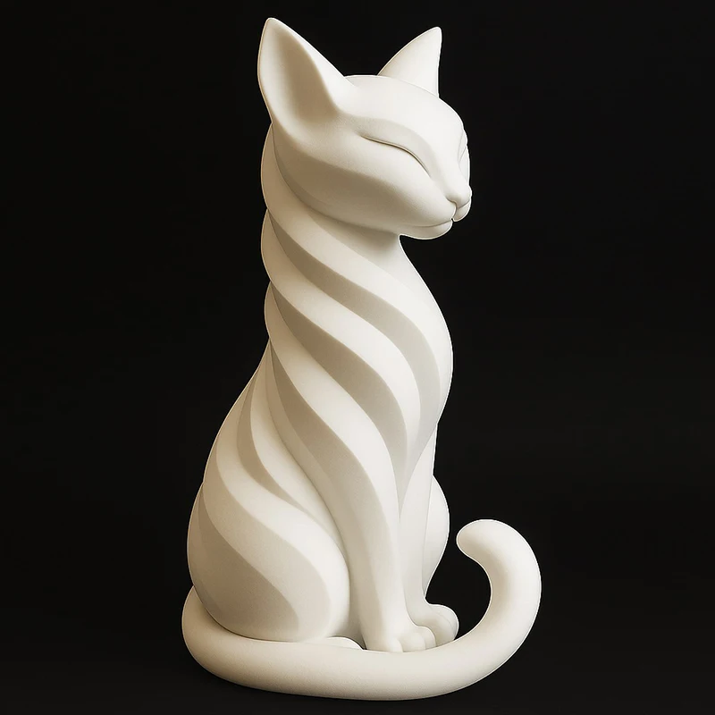 1pc Elegant Cat Sculpture With Stripes Cat Figurine Indoor/Outdoor Home Decor Charming Cat Statue Desks Bookshelves Ornament