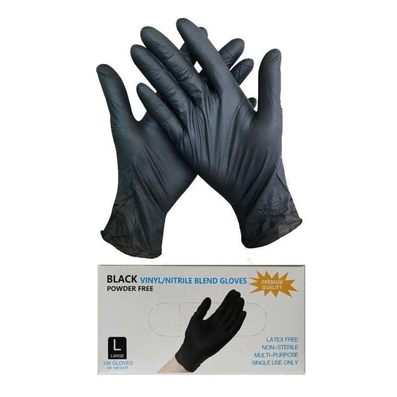 100/50/20PCS Black Nitrile Gloves Thickened Disposable Gloves for Cleaning Hairdressing Waterproof Dishwashing Tattoo
