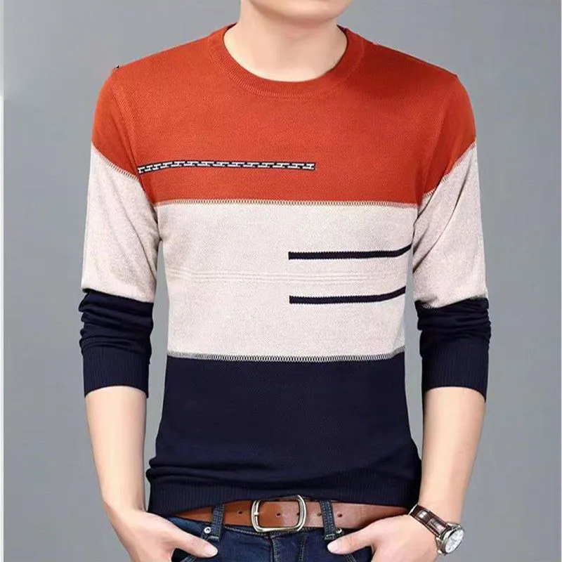 Spring Autumn KPOP Fashion Style Harajuku Slim Fit T-shirts Loose Casual All Match Knitwear Insert O Neck Long Sleeve Sweaters