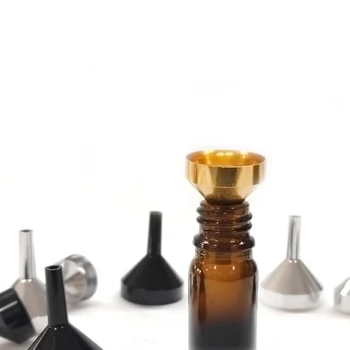 5/10/50/100pcs Metal Funnel Mini Small Funnel Black Silver Gold Aluminum Metal Alloy Funnel for Perfume Essential Oil Bottle 6