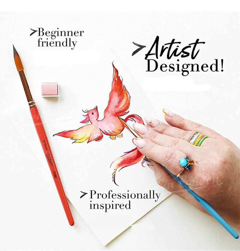 6 Pcs Watercolor Painting Brush Set Multi-Function Hair Paintbrush With Canvas Bag Acrylic Art Supplies